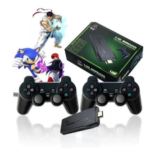 Videogame Stick 10mil jogos 2 Controles Sem Fio Console Portátil Jogos Retro Antigo