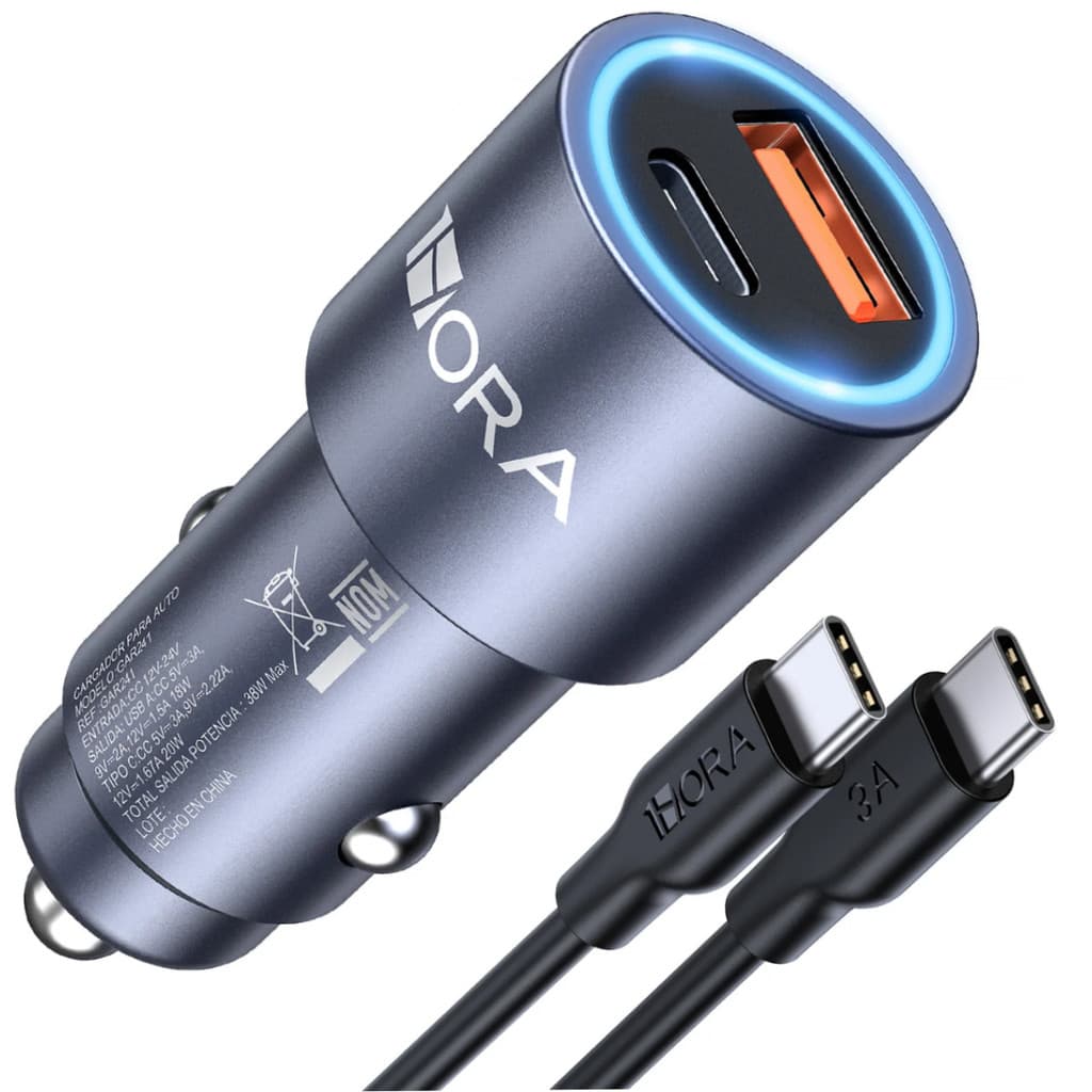 Carregador Veicular Turbo 38W USB-C PD USB-A QC GAR241.