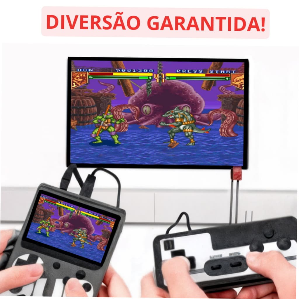 Mini Vídeo Game Portátil 400 Jogos Retrô com Controle TV AV Tela LCD 3" Recarregável
