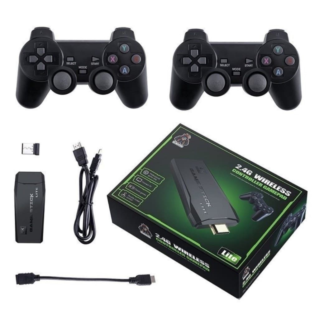 Game Stick 4K Retrô 10.000 Jogos Console Mini HDMI Emulador Multijogos 2 Controles sem Fio