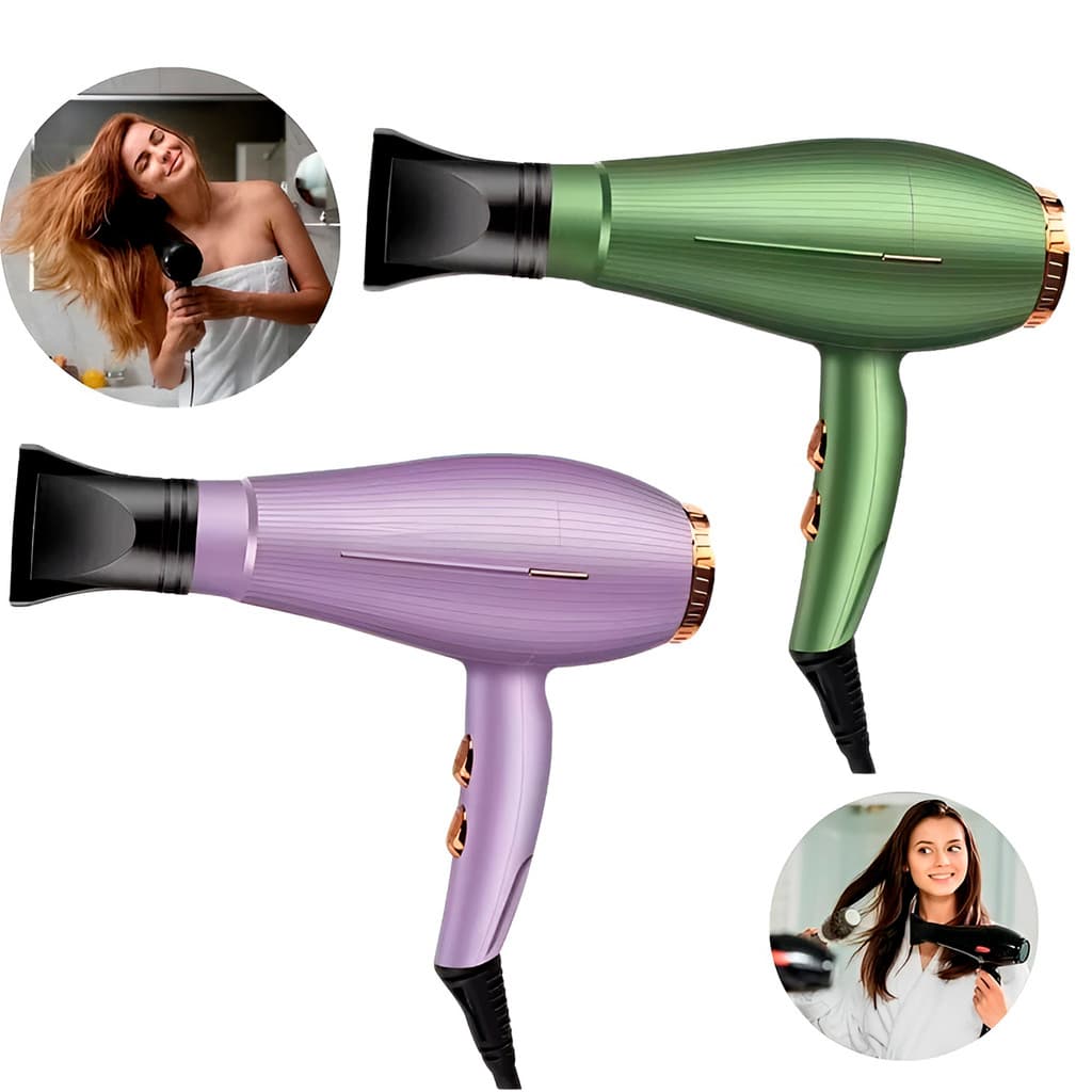 JS Secador de Cabelo Profissional 3500W com Difusor – 3 Temperaturas e 2 Velocidades | Cor Lilás