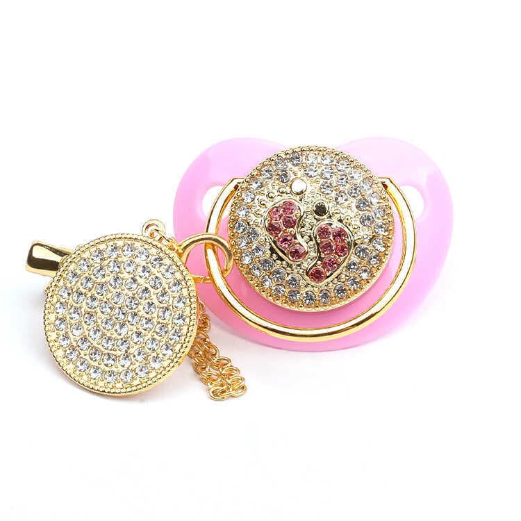 Ponto diamante pés pequenos estilo chupeta de bebê alça de diamante corrente Anti-queda produtos maternos para bebês