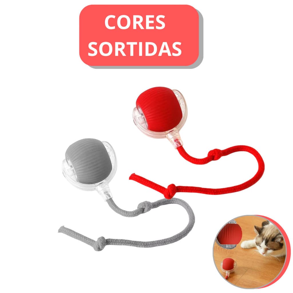 Bola Interativa para Pets Automática Recarregável USB Brinquedo Inteligente para Cachorro e Gato Anti Tédio