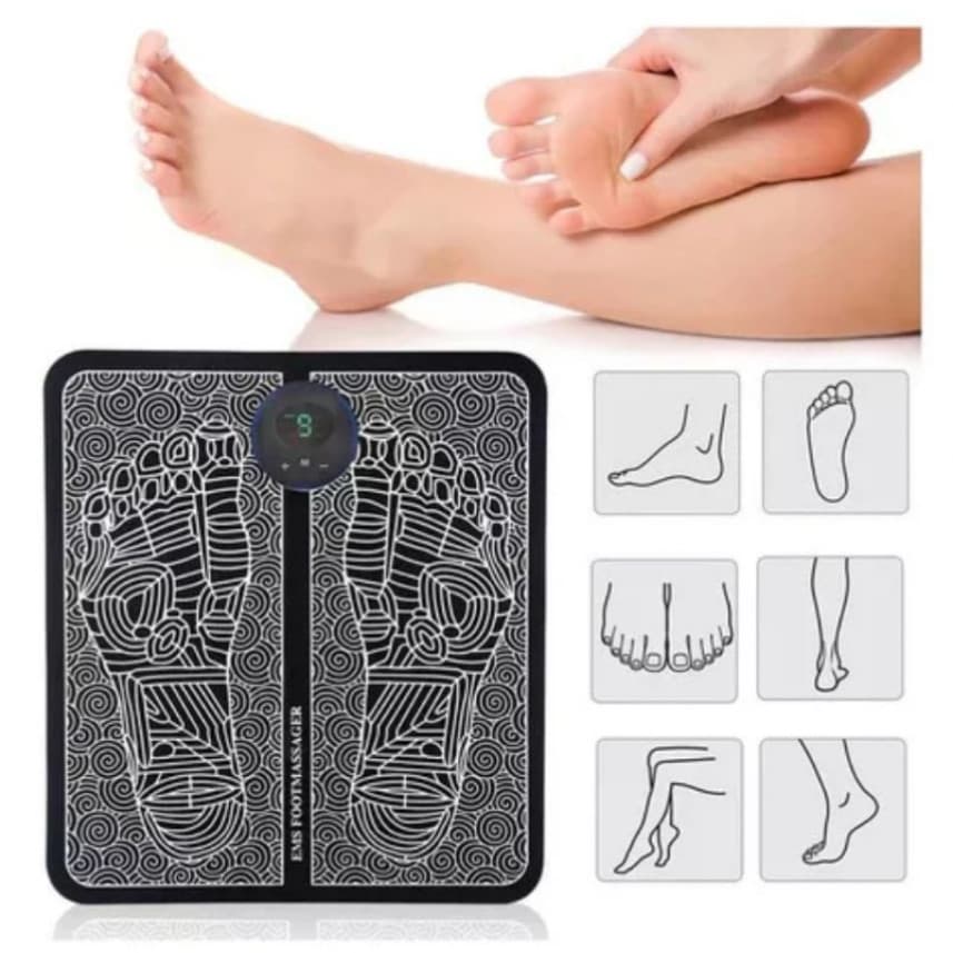Massageador Elétrico para Pés Estimulação Muscular Bivolt Tapete Massageador Relaxamento Circulação