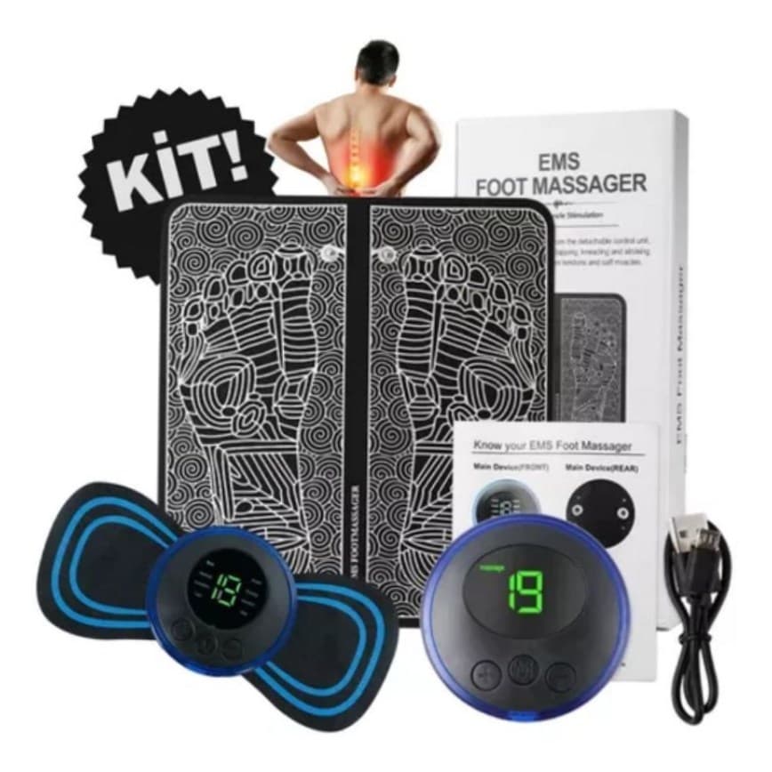 KIT MASSAGEM - Tapete e Massageador Elétrico - Dor nos Pés e Musculares **MASSAGEADOR ELÉTRICO PORTÁTIL – PRATICIDADE