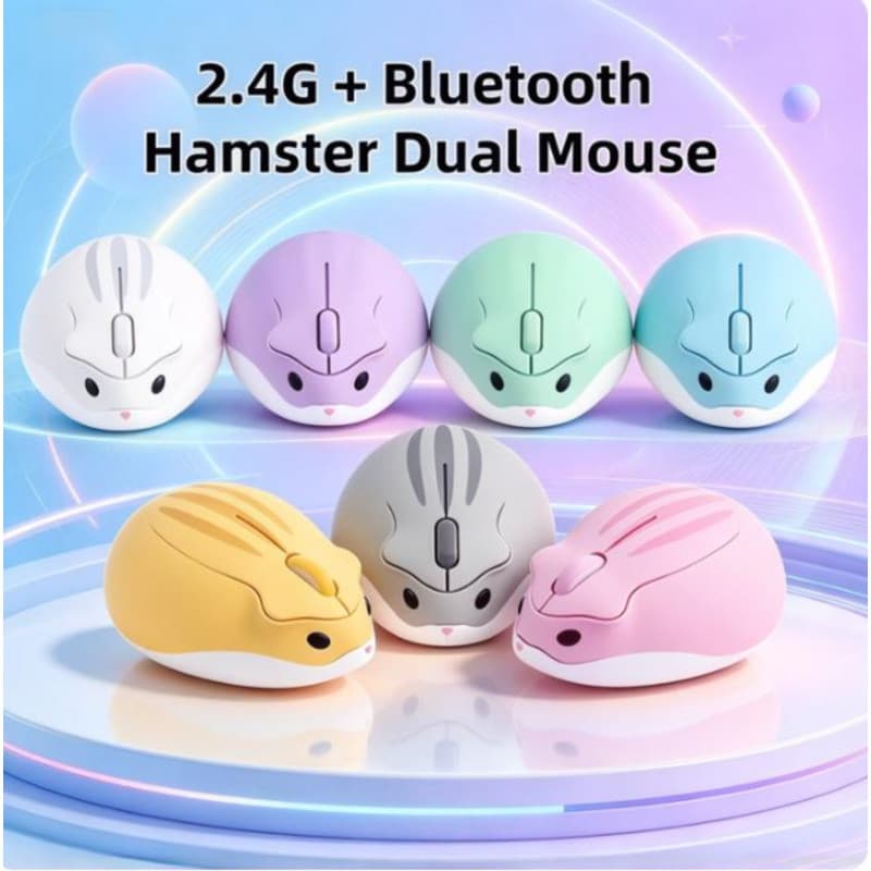 Mouse Sem Fio Bluetooth 2.4Ghz USB Bonito Dos Desenhos Animados Anime Hamster Em Forma Ergonômico Silencioso Clique Comp