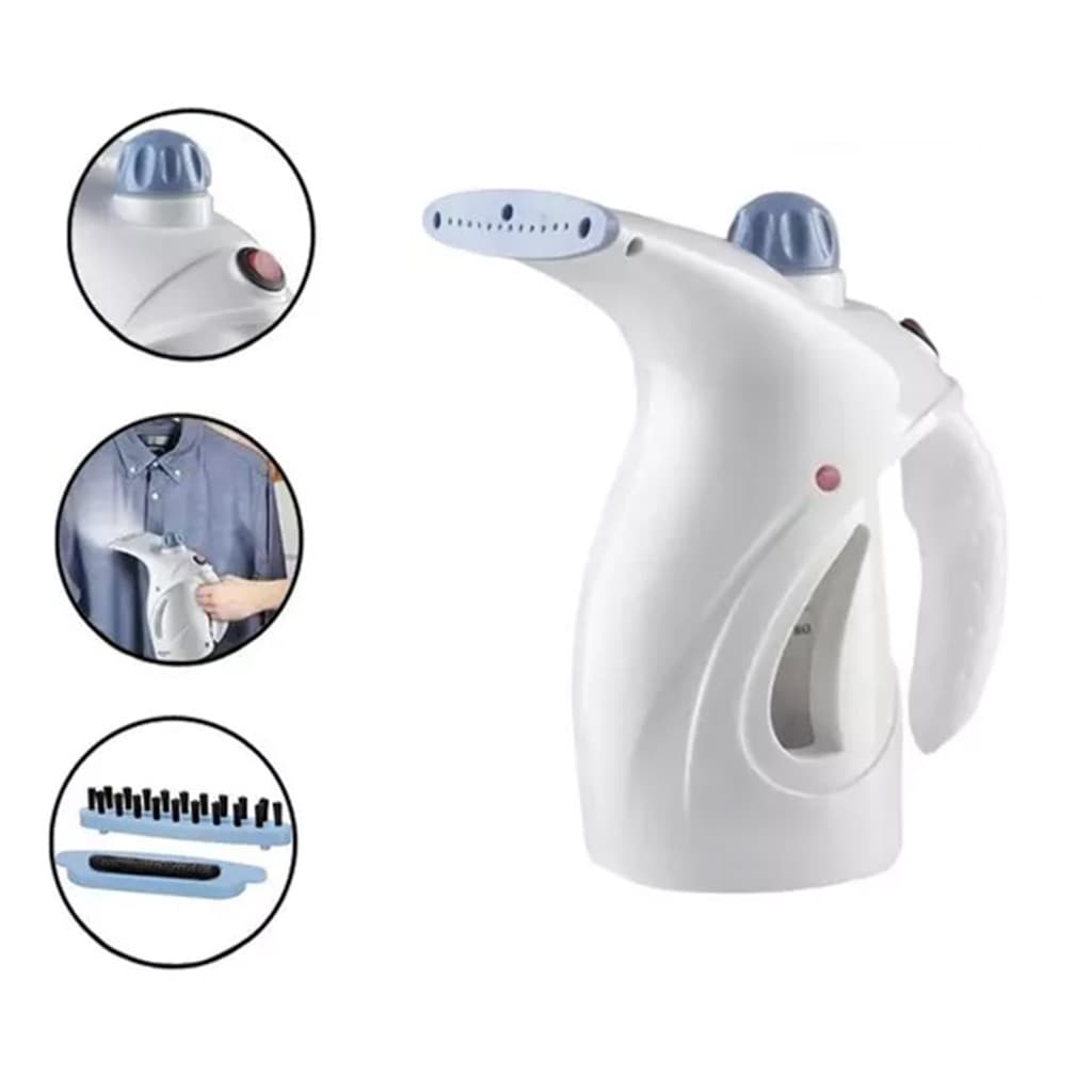 Ferro a Vapor Vertical Portátil 250ml Branco 110V Passa Roupa Pendurada Casa Viagem 2 Bocais