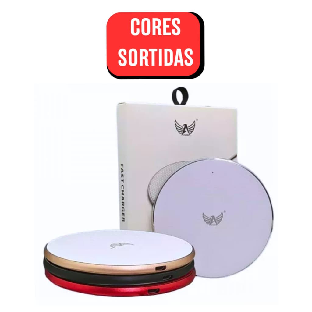 Carregador Rápido Sem Fio 15W por Indução Wireless Qi com LED para Celular Smartphone Carga Rápida