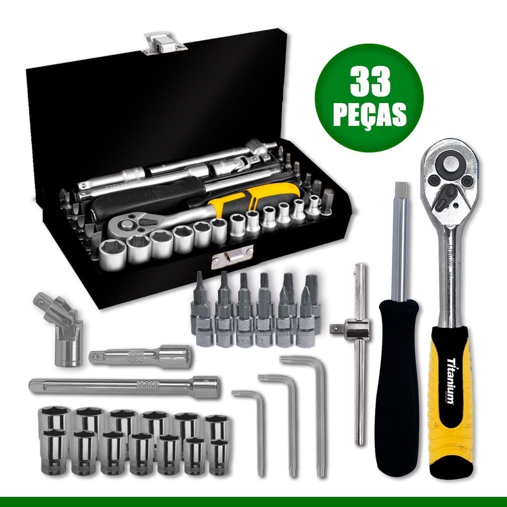 Jogo Kit De Soquete 33 Peças 1/4 Catraca Chave Allen 0 5610 Titanium