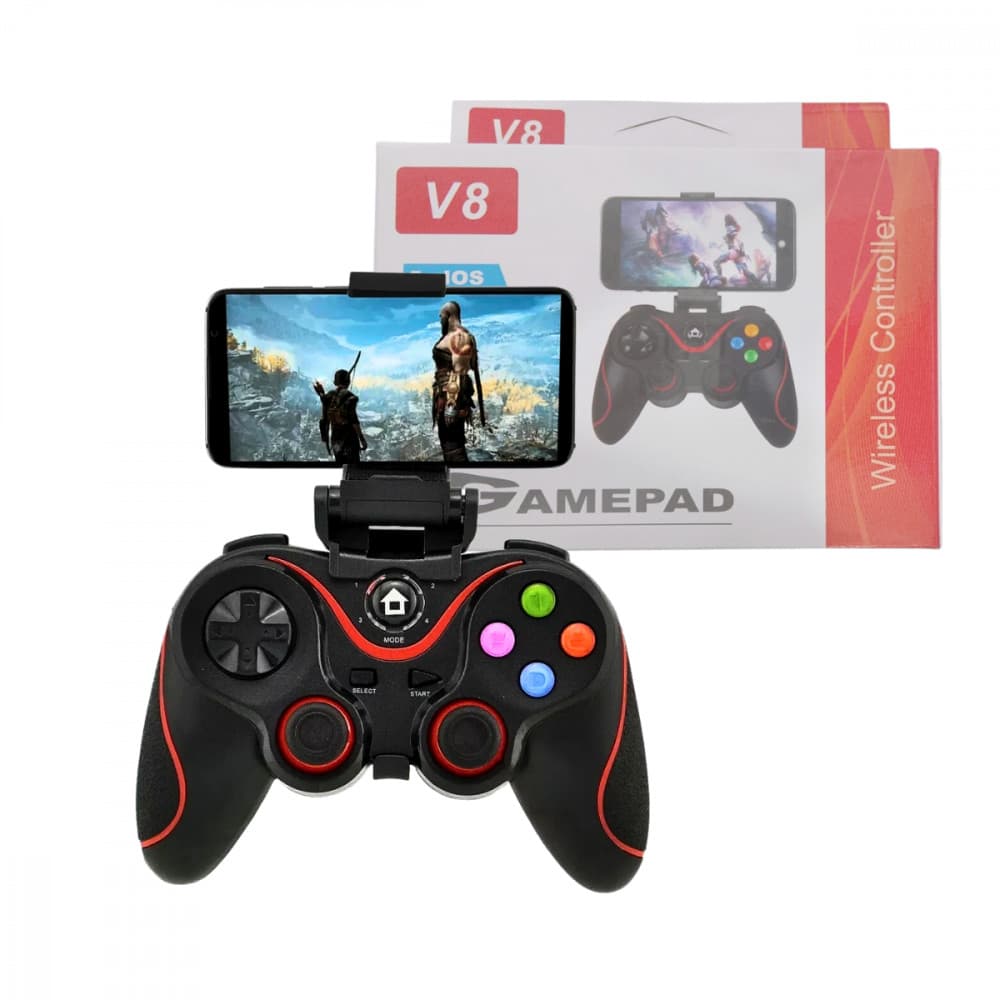 Controle Gamer Sem Fio com Suporte Celular Joystick Manete Bluetooth 2.4G SN-V8