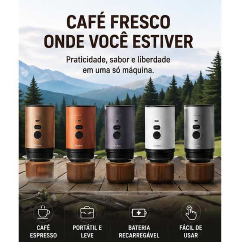 Cafeteira Portátil Elétrica Recarregável Cápsulas em Pó Mini Máquina de Café Expresso USB Ideal para Viagens