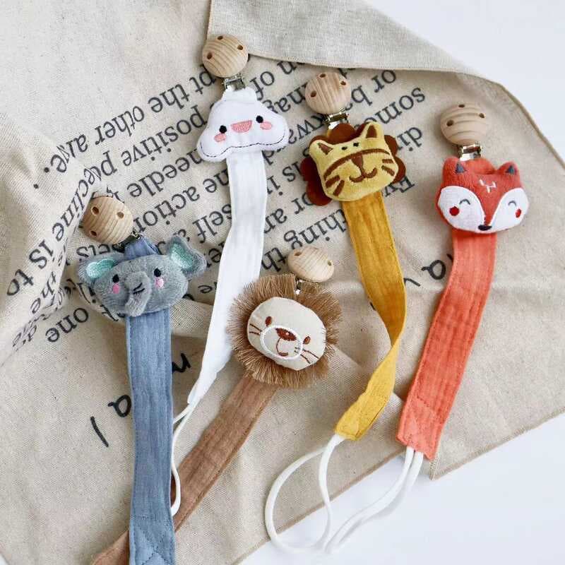 Animal dos desenhos animados bebê chupeta corrente anti-queda ornamentos anti-perdido tecido do bebê brinquedos mordedor
