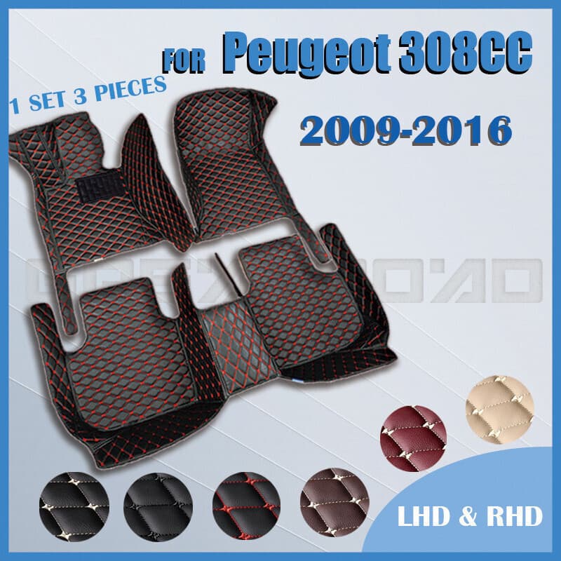 Tapetes De Carro Para Peugeot 308CC 2009 2010 2011 2012 2013 2014 2015 2016 Almofadas De Pé Automotivas Personalizadas