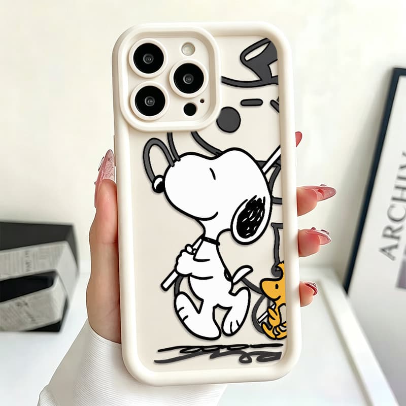 Capinha de Celular Snoopy Woodstock iPhone 13 15 11 12 14 16 17 18 Pro Max Plus XR XS Anti Impacto Promoção