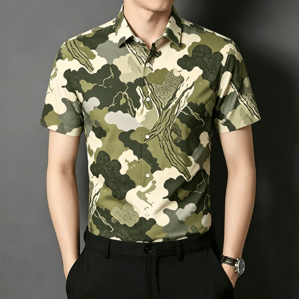 Camisa Social Masculina De Manga Curta Slim Fit Soft Stretch Resistente A Rugas Com Botões Coreano Business Casual Offic