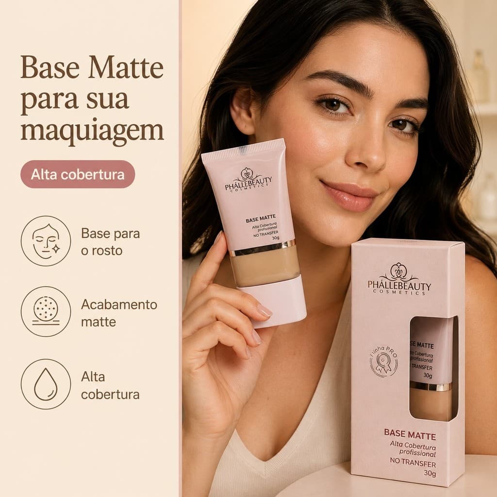 Base Liquida Matte PH0590 para Maquiagem Facial Alta Cobertura Opcao de 1, 2 ou 3 Unidades