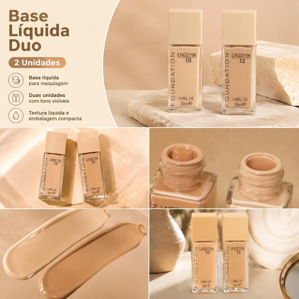Kit Base Liquida LN02196-10 e LN02196-12 2 Unidades Maquiagem