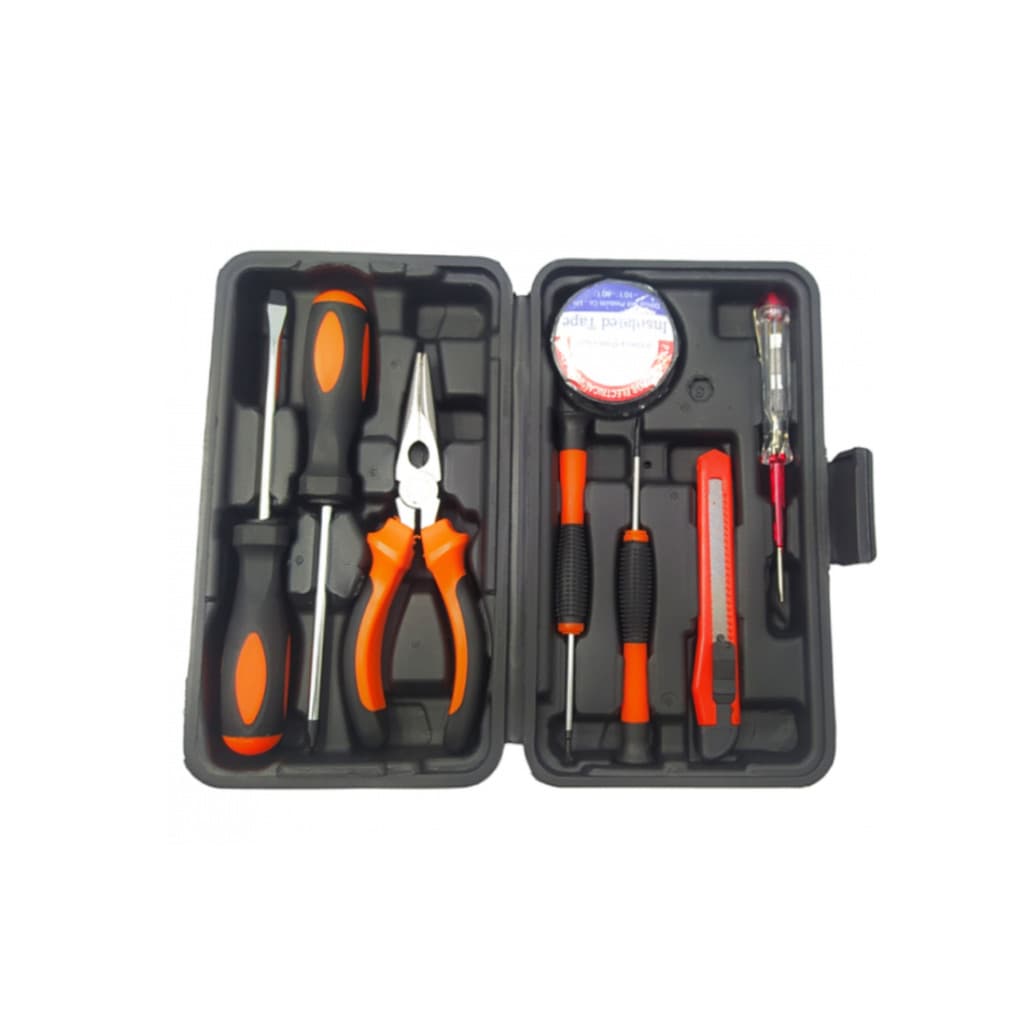 Kit de Ferramentas Completo com Maleta Chave Fenda Philips Martelo Estilete Detector de Voltagem