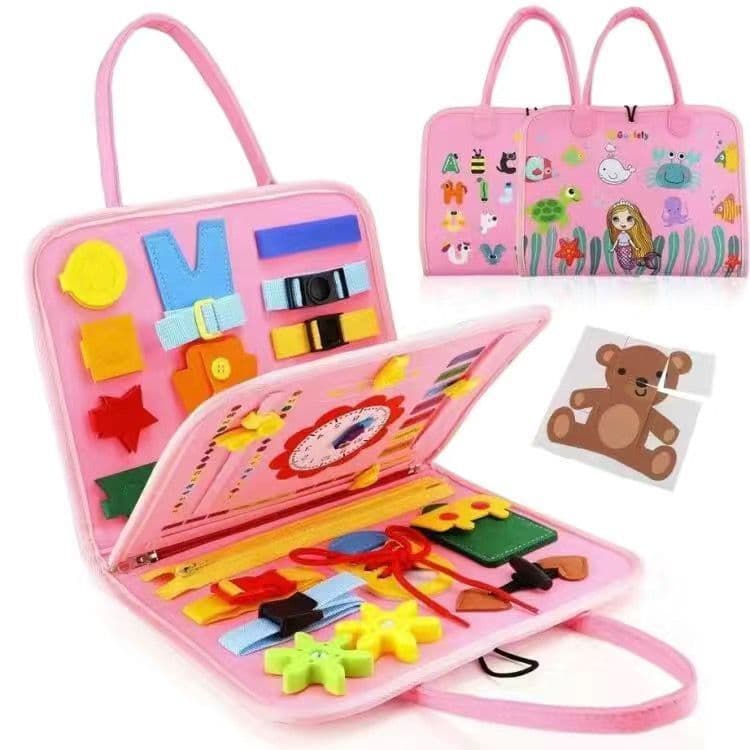 Montessori brinquedos educativos crianças diy portátil feltro ocupado placa montessori cedo brinquedos educativos ilumin