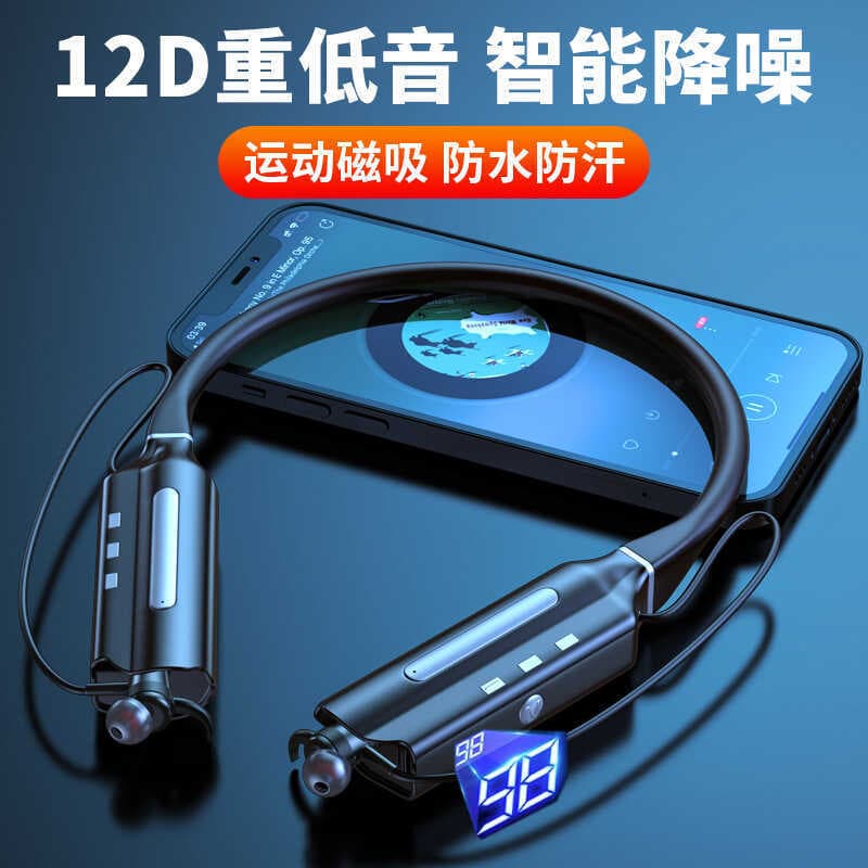 Fone de ouvido bluetooth pendurado tipo pescoço fone de ouvido bluetooth Display energia à prova dwaterproof água adequa
