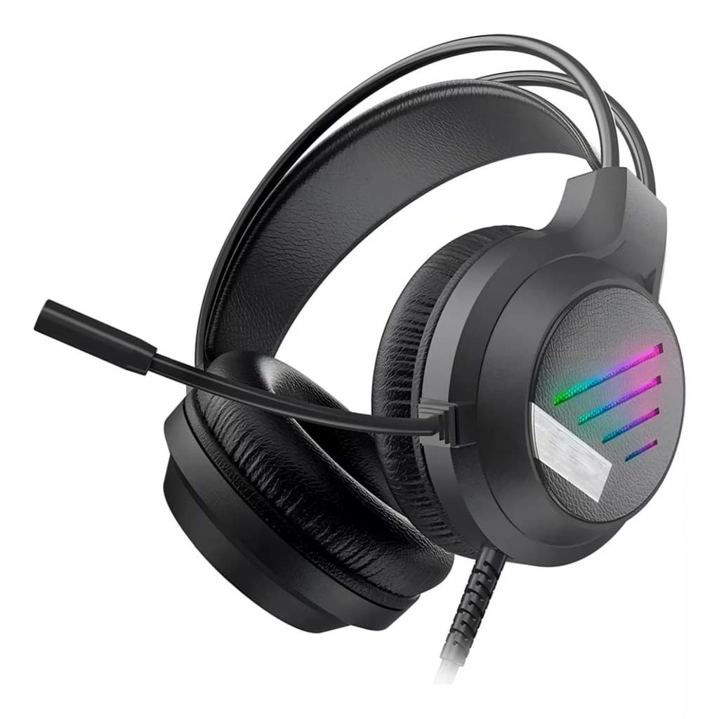 Headset Gamer RGB com Microfone Fone Gamer 50mm P2 P3 para PC Notebook Console Adaptador