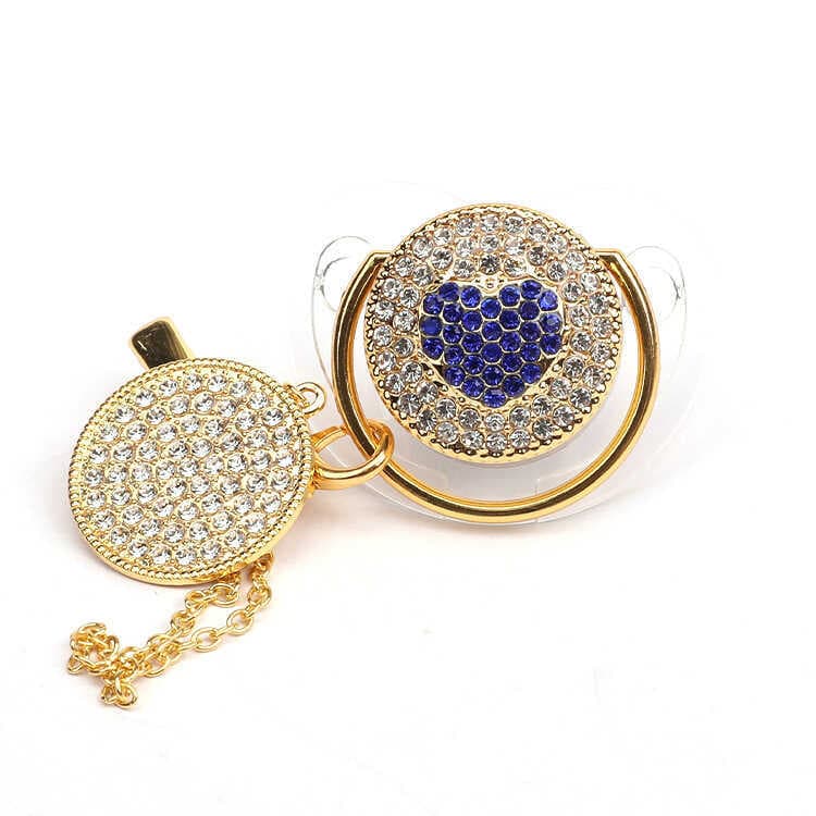 Chupeta de bebê com diamante completo, alça de diamante, corrente Anti-queda, produtos maternos para bebês