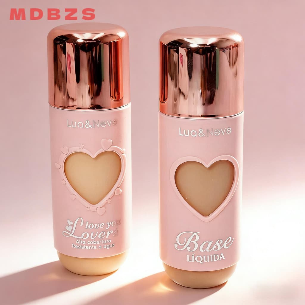 Base Líquida Lua&Neve LNO2503 – Design em Coração, Cobertura Ajustável para Cada Tom de Pele