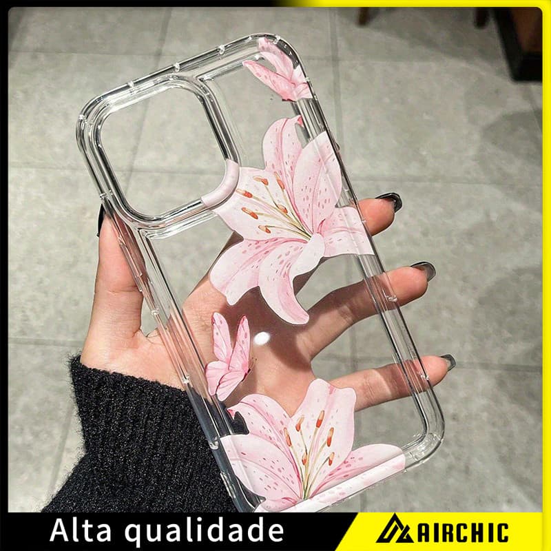 Lírios cor-de-rosa Capinha Capa de Transparente Para iPhone 11 14 15 16 12 17 13 pro max 7/8 plus produto em alta