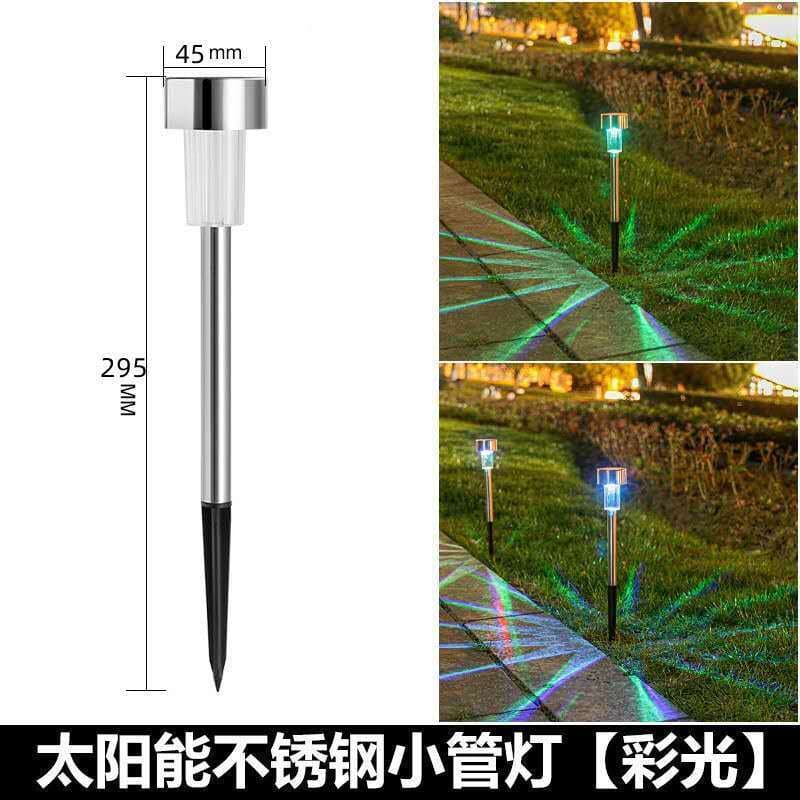 kit 10-40 Luminaria Solar Balizador Espeto Led Chão Prata Decoração Jardim Quintal Luz RGB ULTRA