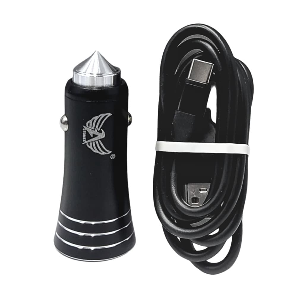 Carregador Veicular 12v TURBO 02 Portas USB Cabo Móvel TIPO-C 4.8A Altomex