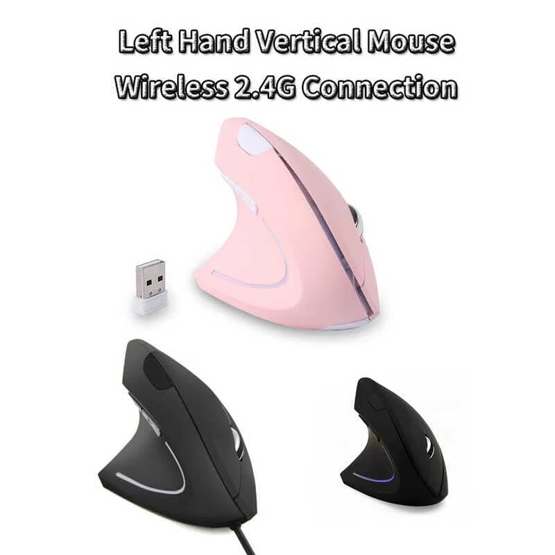 Mouse Vertical Com Fio/Sem Para Mão Esquerda 1600DPI Portátil USB Jogos PC E Laptop