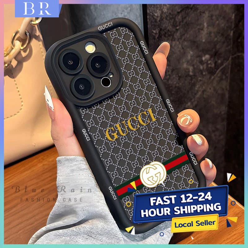 Capa De Telefone De Silicone À Prova De Choque Para iPhone XR/11/12/13/14/15/16/17/18 Pro Max-Estilo De Marca De Luxo
