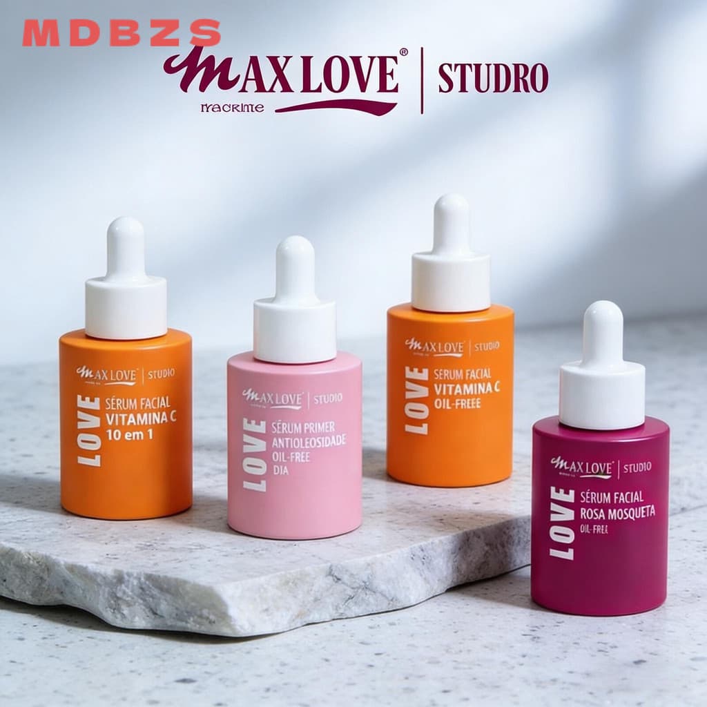 Max Love Skincare - Sérum Vitamina C 10 em 1 Oil-Free e Primer Antibrilho - Ação Antioxidante e Uniformizante