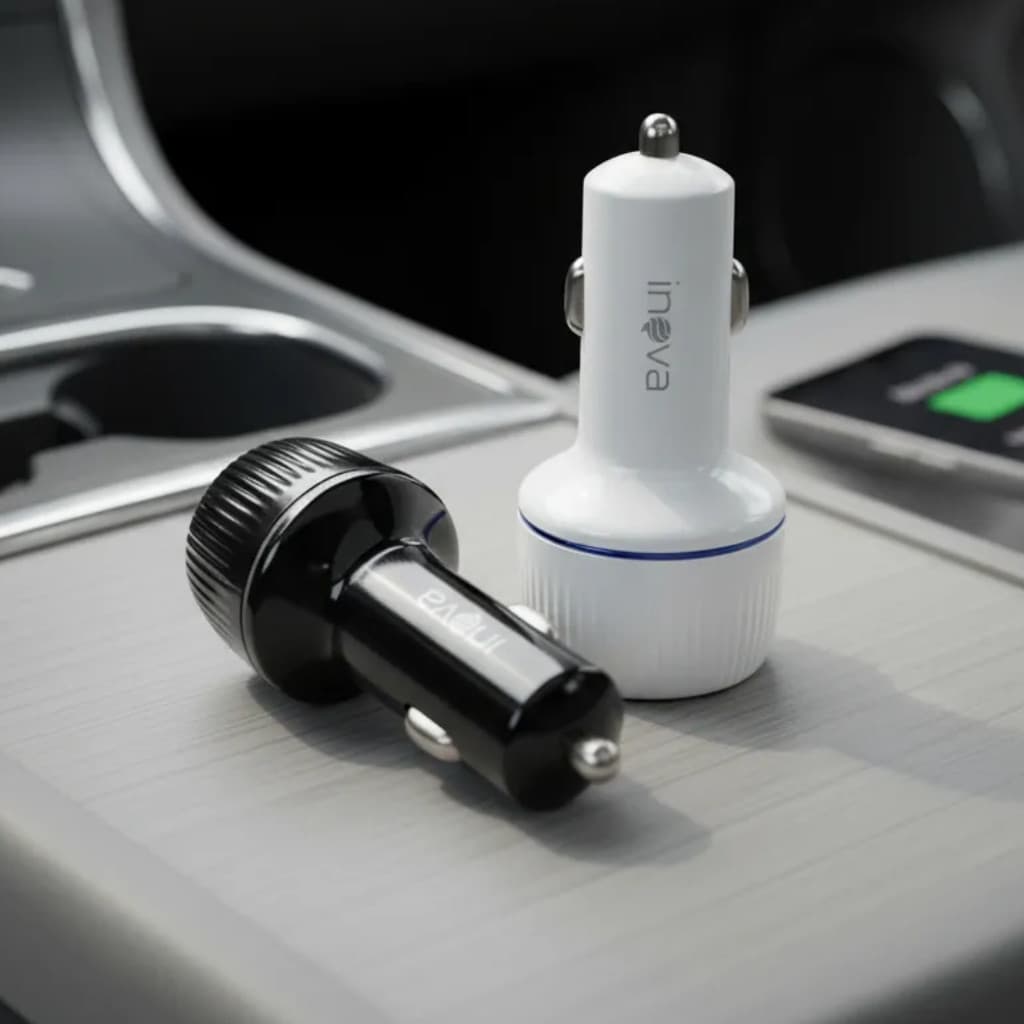 Carregador Veicular Turbo 4.1A com Cabo Tipo-C Embutido + 2 Portas USB Inova