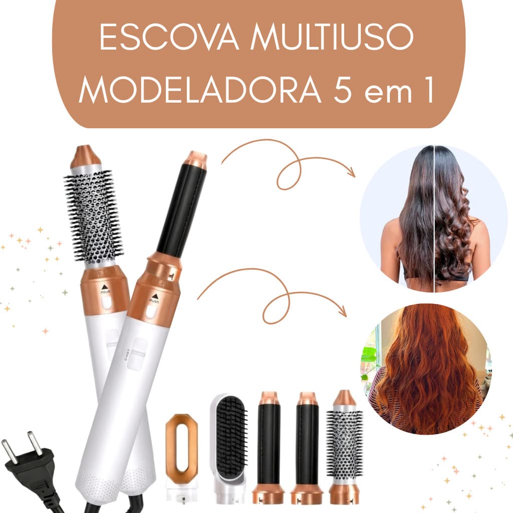 Escova Secadora Modeladora5 em 1 Profissional
