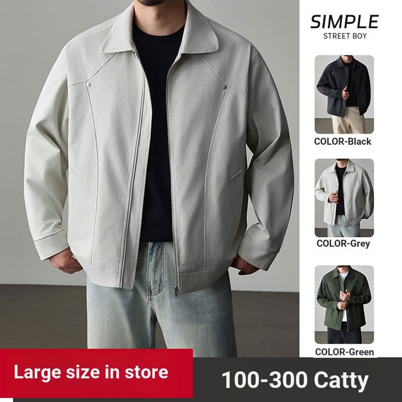 Jaqueta resistente ao desgaste 50-150KG Jaqueta plus size masculina jaqueta solta jaqueta de lapela gorda masculina prim
