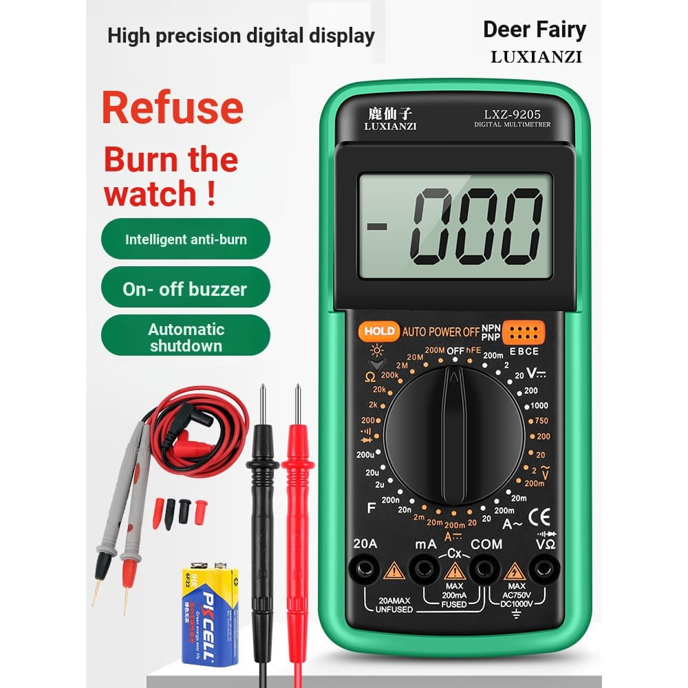 Deer Fairy 9205 Multímetro Digital de Alta Precisão Multi-Função Tela Grande Display Digital Buzzer Pequeno Eletricista 