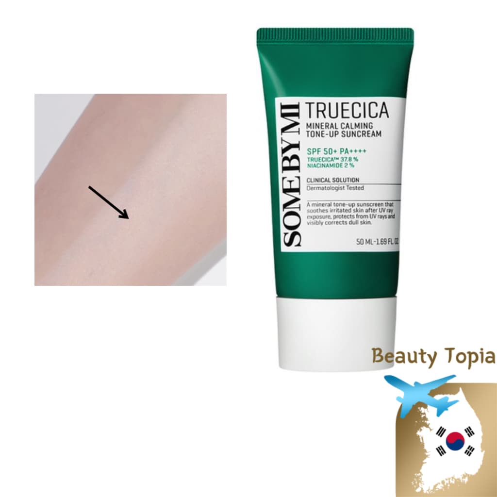 SOME BY MI Protetor solar físico Protetor solar clareador de pele SPF50+ PA++++ 50g Truecica Mineral Calming Tone up Sunscreen