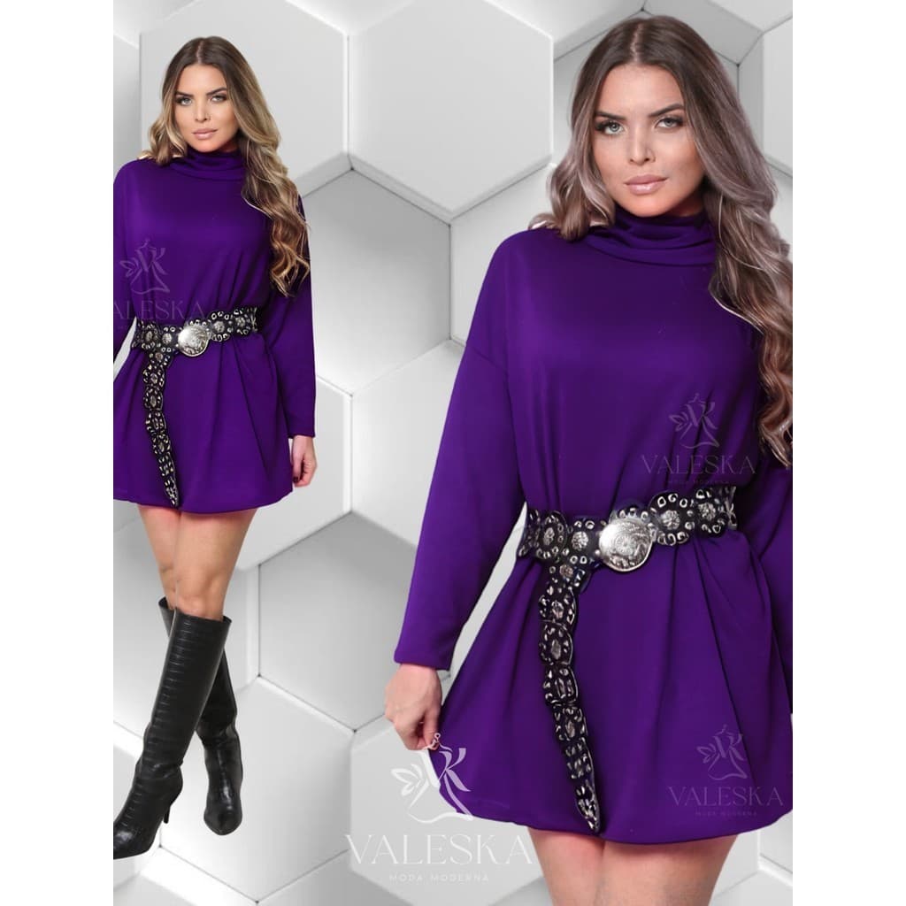 Poncho feminino soltinho Vestido feminino curto manga longa de lã e gola alta MAX moda asiatica