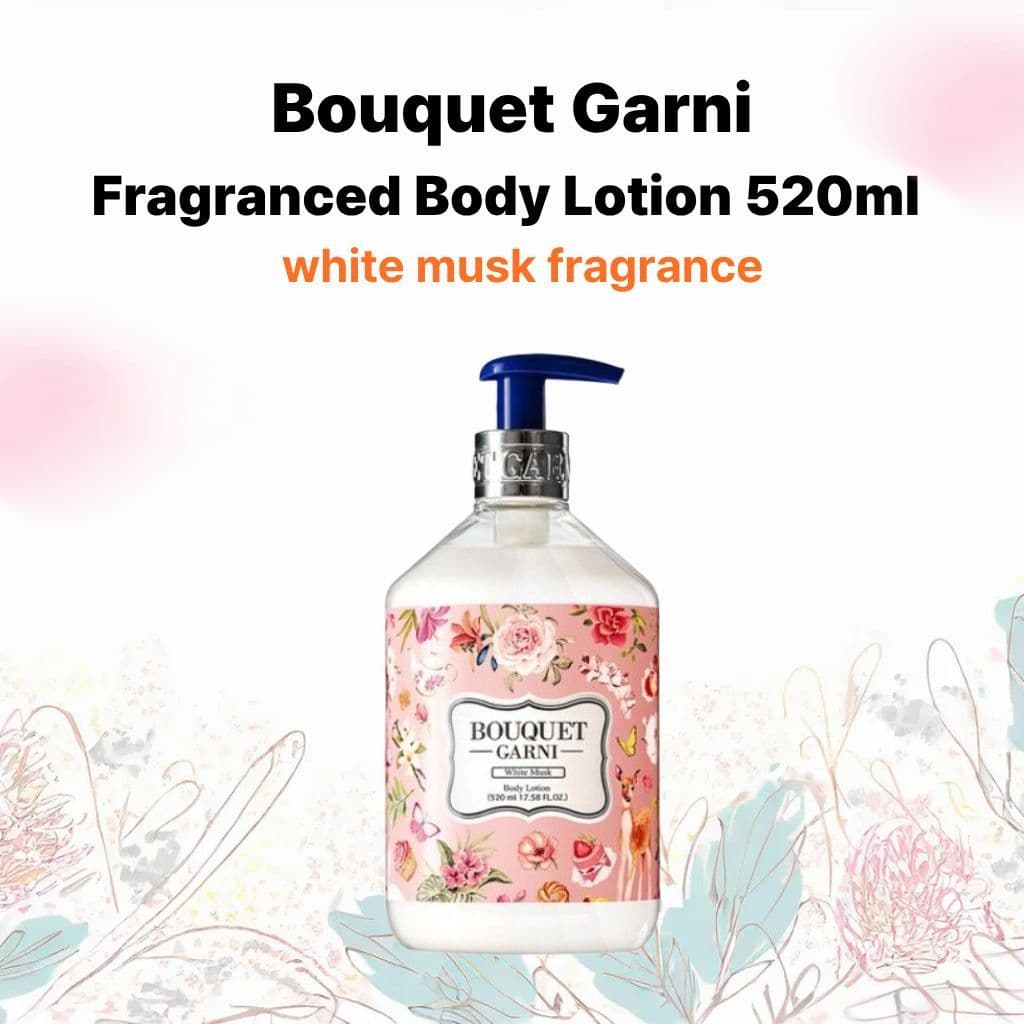 Bouquet Garni Loção Corporal Perfumada Almíscar Branco 520ml Hidratante Perfumado Cuidados Corporais Pele Seca K-Beauty