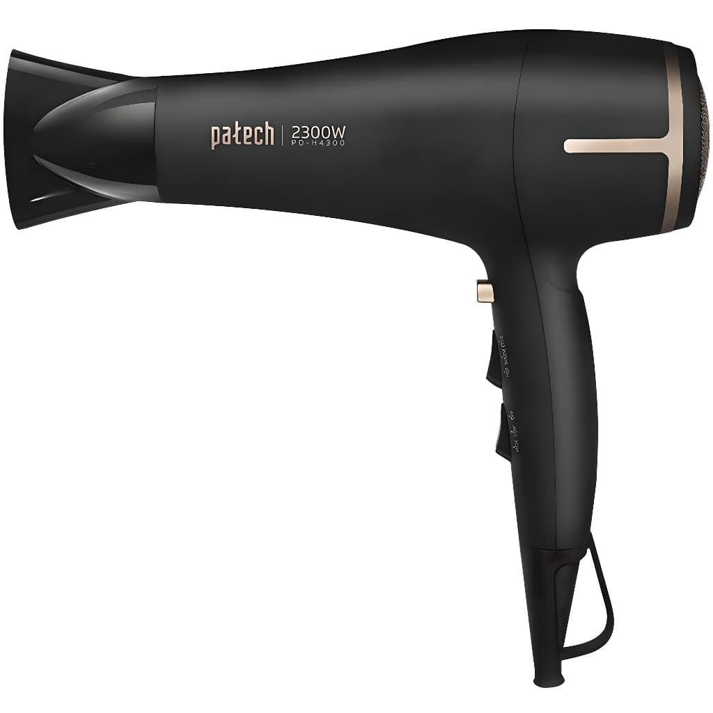 PATECH 2300W Secador De Cabelo Profissional Ultra Poderoso Com Fluxo De Ar PD-H4300-Ventilador De Ouro Preto Silencioso 