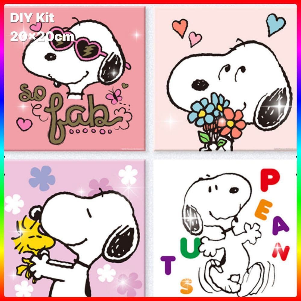 Kit De Pintura Diamante SNOOPY DIY 5D 20x20cm | Artesanato Fofo De Desenho Animado Decoração De Casa Para Presente De Ho