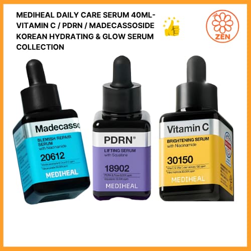 MEDIHEAL DAILY CARE SERUM 40ML – Vitamina C/PDRN/Madecassoide Coleção De Sérum Hidratante E GLOW Coreano
