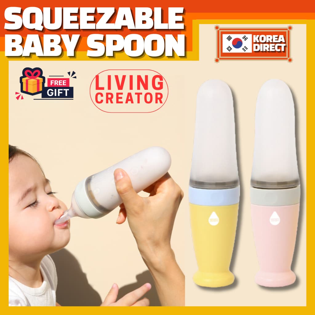 [LIVING CREATOR] Colher Para Bebê Espremível Alimentador De Mamadeira Multifuncional Sem BPA Mordedor De Silicone Macio