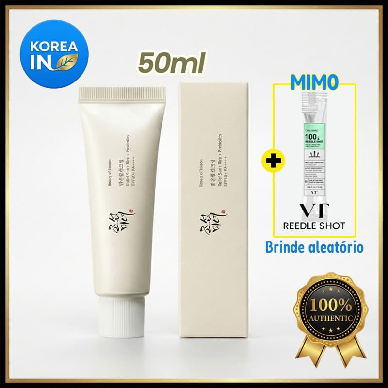 Beauty of Joseon Relief Sun: Rice+Probiotics 10ml,50ml - Protetor Solar Hidratante Sem Rastro Branco