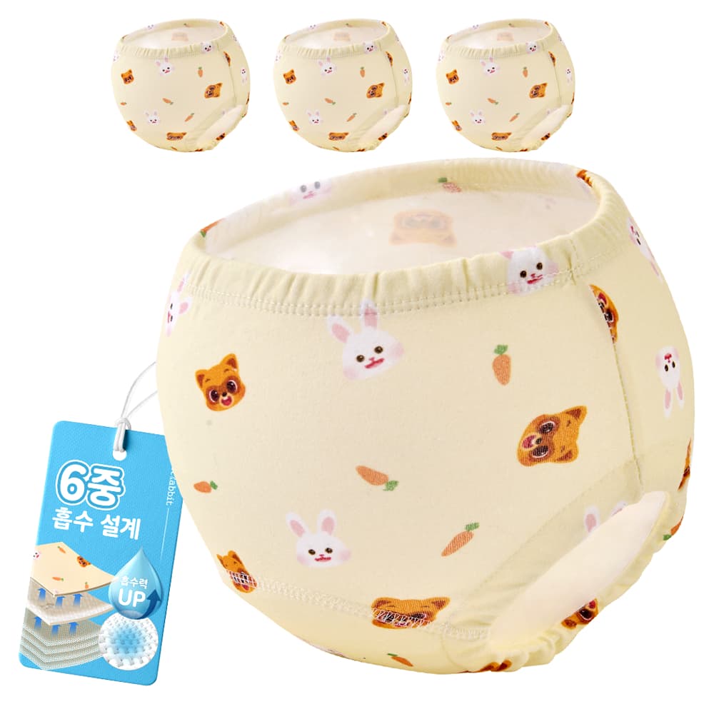 Calças De Treinamento Potty De 6 Camadas De Algodão Puro Para Bebês , Pacote Com 4P , Roupa Íntima Fraldas Infantis