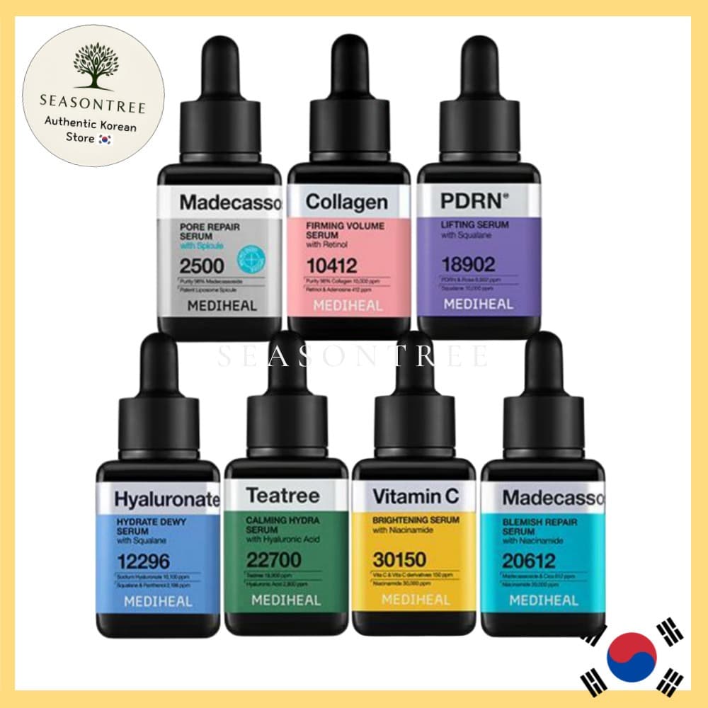 [Mediheal] Coleção Sérum 40ml/40ml + 40ml – Centella/PDRN/Vitamina C/Colágeno/Picula/Árvore Do Chá/Hialurônico