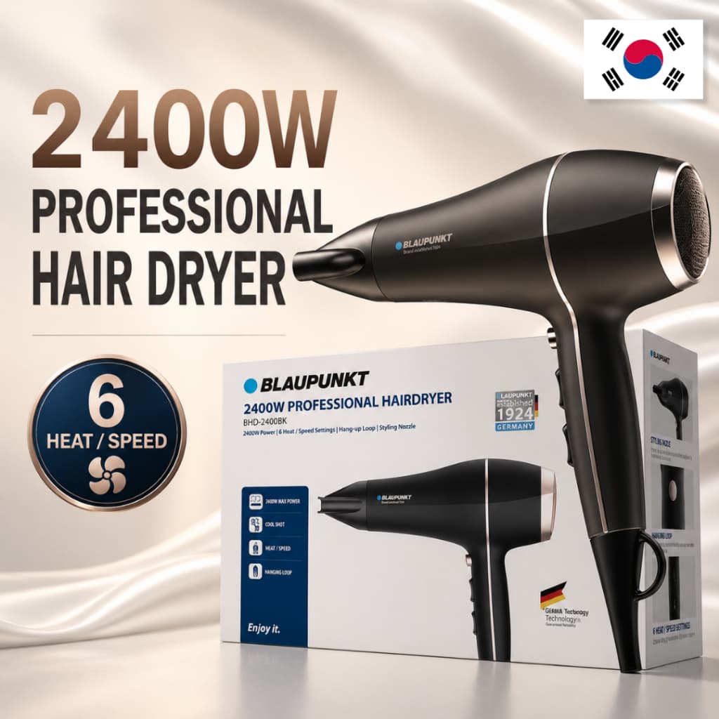 BLAUPUNKT Secador De Cabelo Profissional 2400W Iônico De Alta Potência 6 Configurações De Velocidade De Calor Secagem Rá