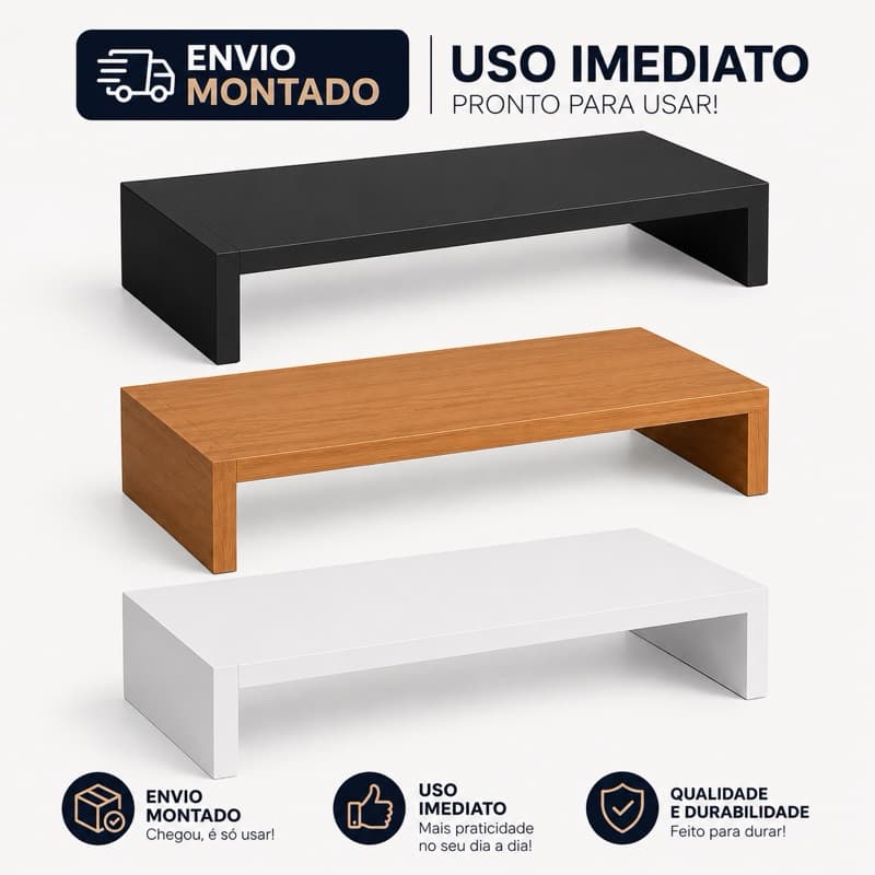 Suporte para Monitor Em MDF Elevador Notebook Organizador Mesa Gamer Escritório Ergonômico para Apoio
