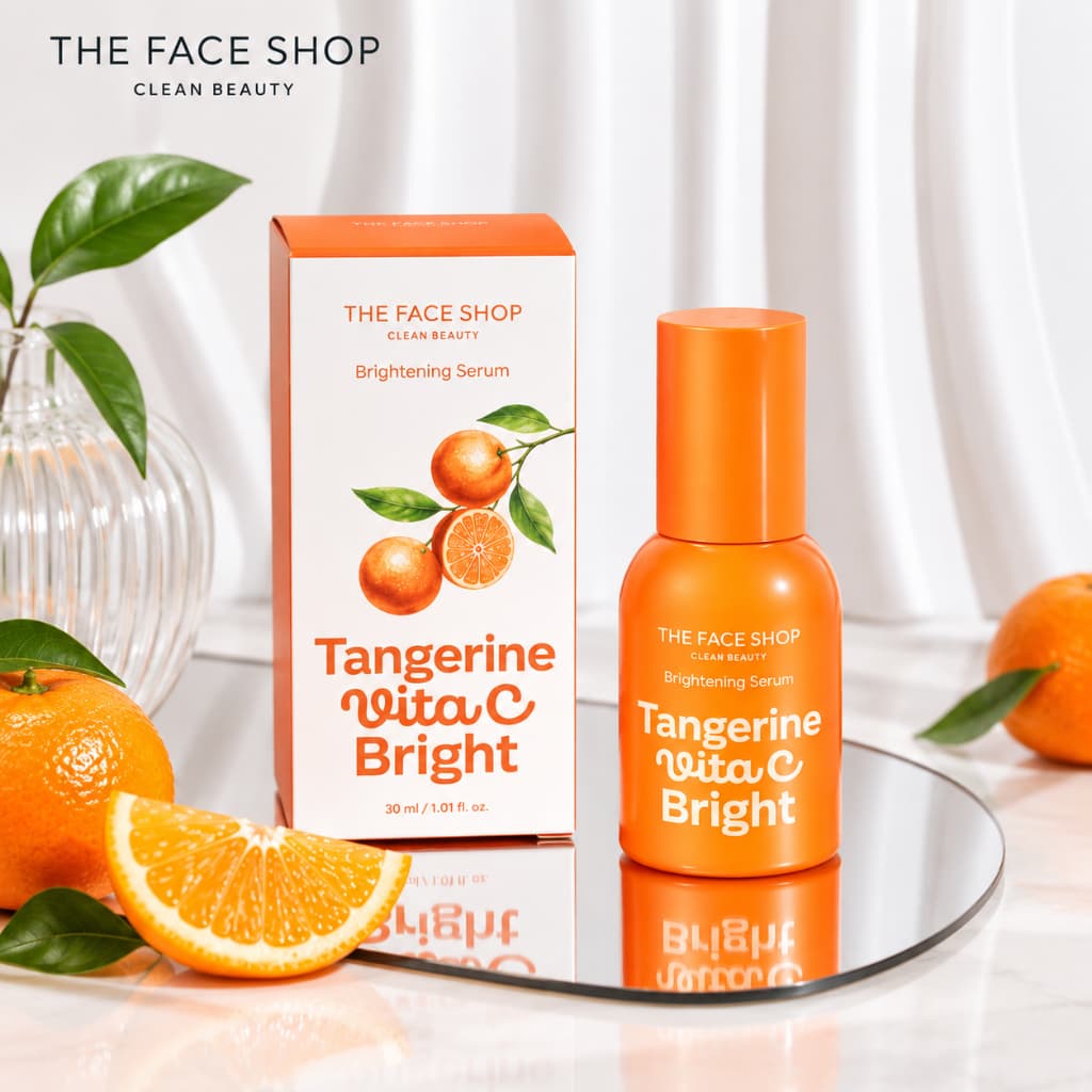 THE FACE SHOP Soro Iluminador Brilhante Tangerina Vita C 30ml | Vitamina Radiance E Cuidado Hidratante